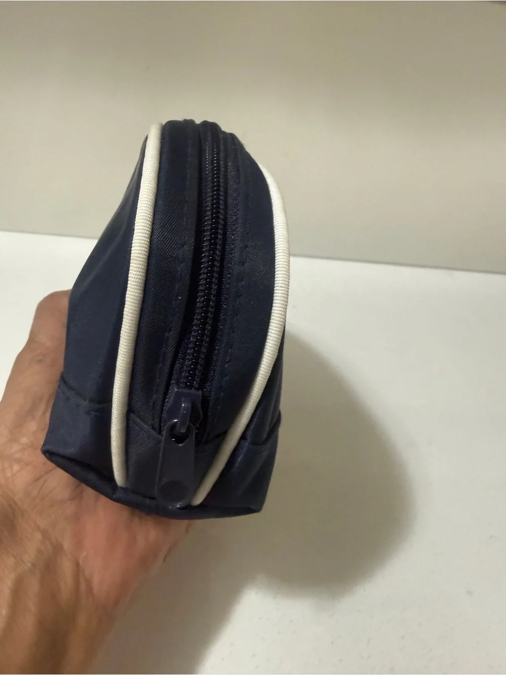 Dior Navy and White Travel Pouch with Gold Logo
